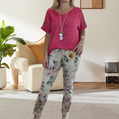 Alura - Stylish Casual Shirt & Floral Printed Pants for a Chic Look