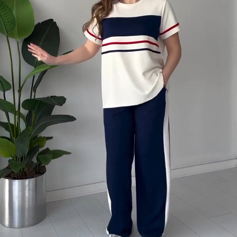 Bryaska - סט טי-שירט ומכנסיים קז'ואל נוח ומעוצב