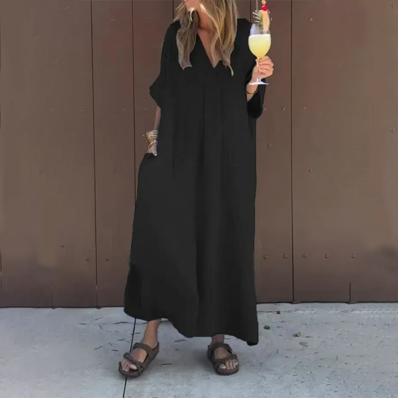 ארנטה - שמלת מקסי אלגנטית עם מחשוף V מרהיב