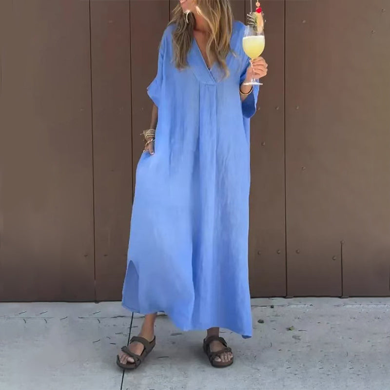 ארנטה - שמלת מקסי אלגנטית עם מחשוף V מרהיב