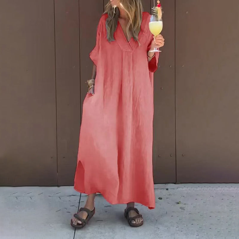 ארנטה - שמלת מקסי אלגנטית עם מחשוף V מרהיב