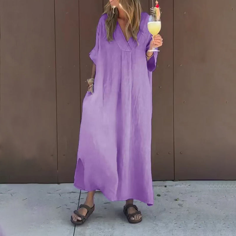 ארנטה - שמלת מקסי אלגנטית עם מחשוף V מרהיב