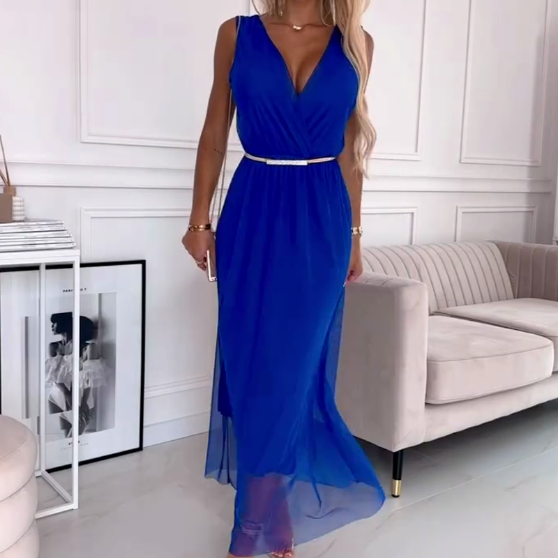 שמלת מקסי אלגנטית בצבע מלכותי