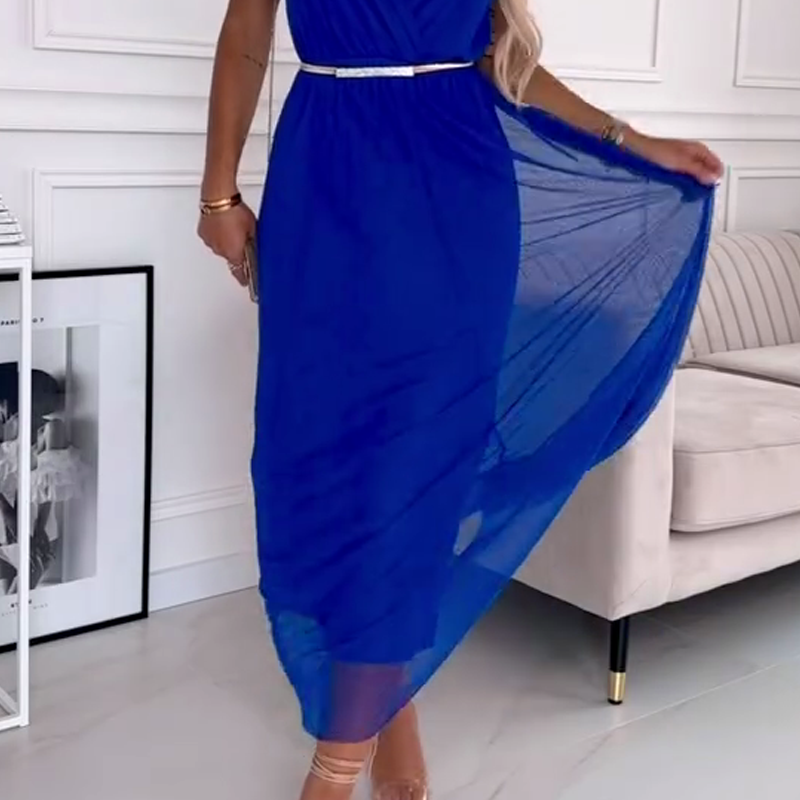 שמלת מקסי אלגנטית בצבע מלכותי