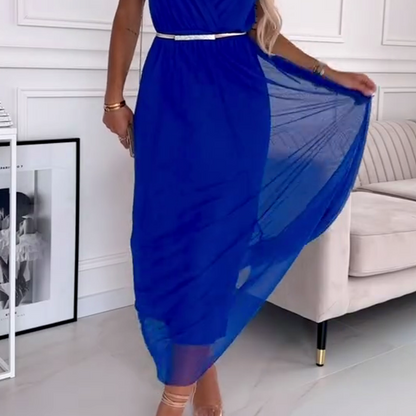 שמלת מקסי אלגנטית בצבע מלכותי