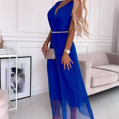 שמלת מקסי אלגנטית בצבע מלכותי