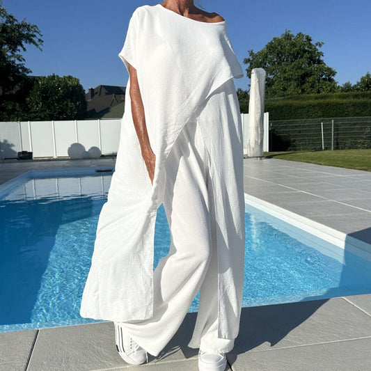 חליפת בוהו לבנה לנשים – לוק יוקרתי בלי להתאמץ