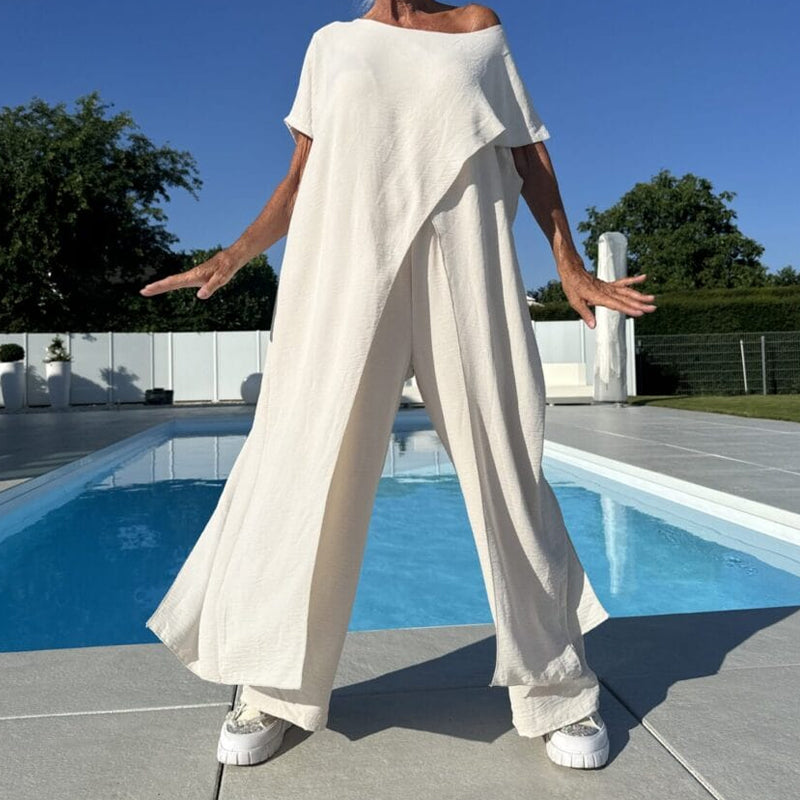 חליפת בוהו לבנה לנשים – לוק יוקרתי בלי להתאמץ